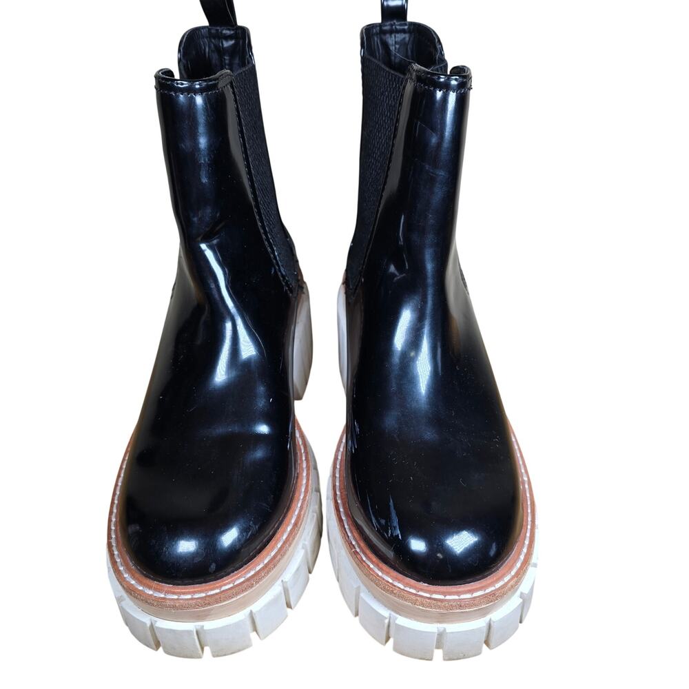 Gianni Bini Ridleigh Black Patent Leather Platform Chunky Lug Sole Boots Sz 6 - Picture 4 of 8